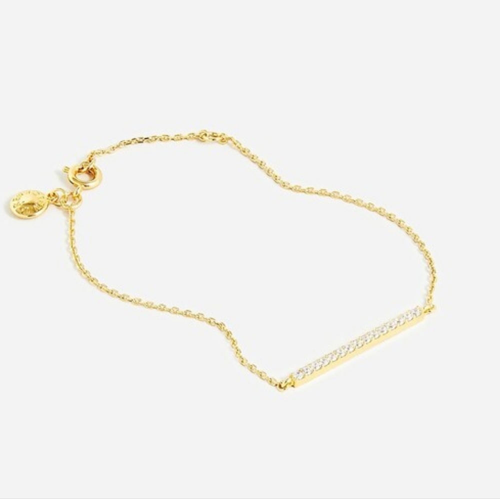 J.Crew crystal bar adjustable Length bracelet, gold/ Clear